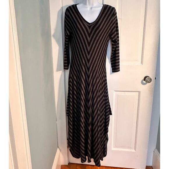 Comfy USA Maxi Dress SM V Neck Jersey Knit Balloon Asymmetric Draped Lagenlook - Picture 4 of 9